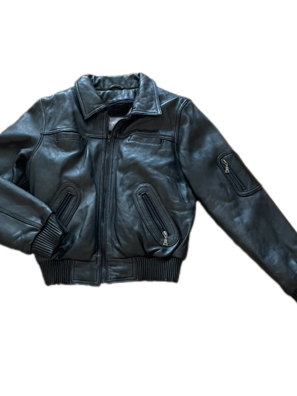 Genuine Black Leather Custom Motorcycle Jacket with Removable Fur Lining - M